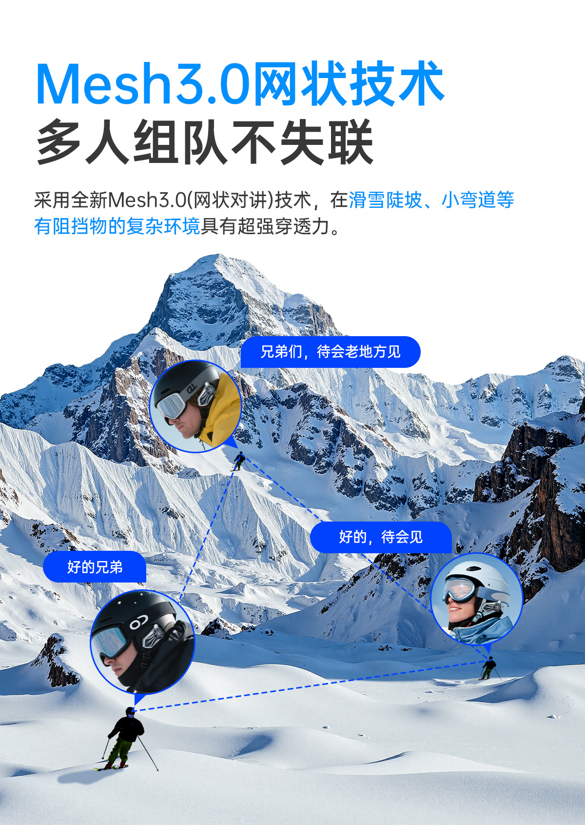 Ski Helmet Bluetooth Headset Mesh50 Intercom Smart Noise Reduction Large Speaker Cycling Bluetooth Headset Wholesale Factory