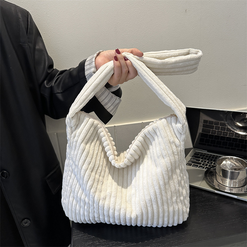 大容量バッグ女性対外貿易秋冬新型コーデュロイ通勤シングルショルダーバッグ文芸大学生授業斜めショルダーバッグ|undefined