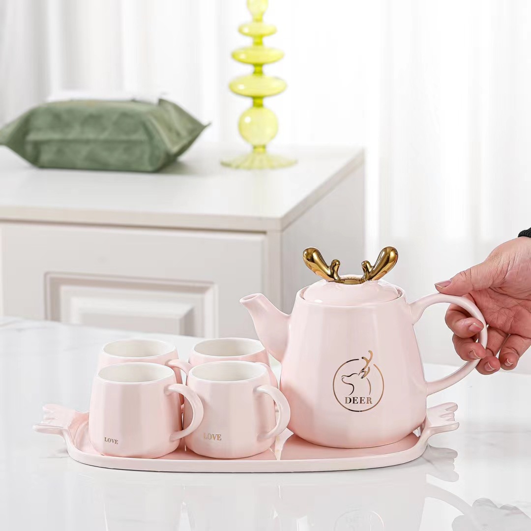 Elk creativo regalo de cerámica botella de agua fría taza traje estilo nórdico simple conjunto de agua dulce taza