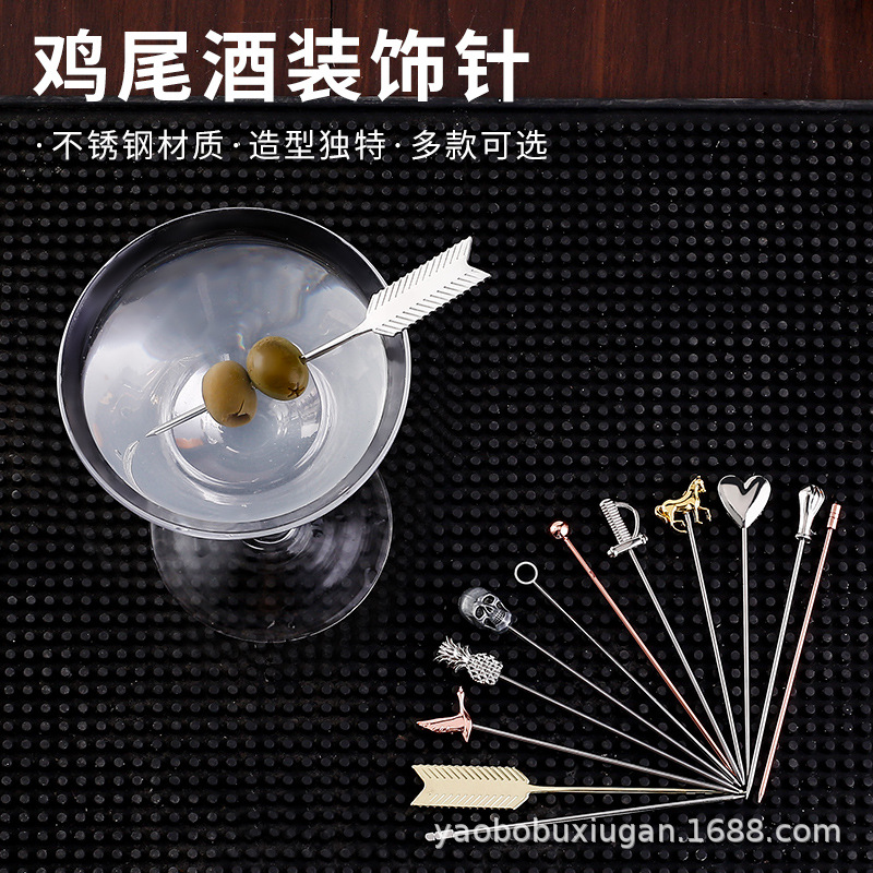 304 Stainless Steel Cocktail Skewers St. Patrick's Day Decoration Skull Heart Fruit Skewers Decorative Picks