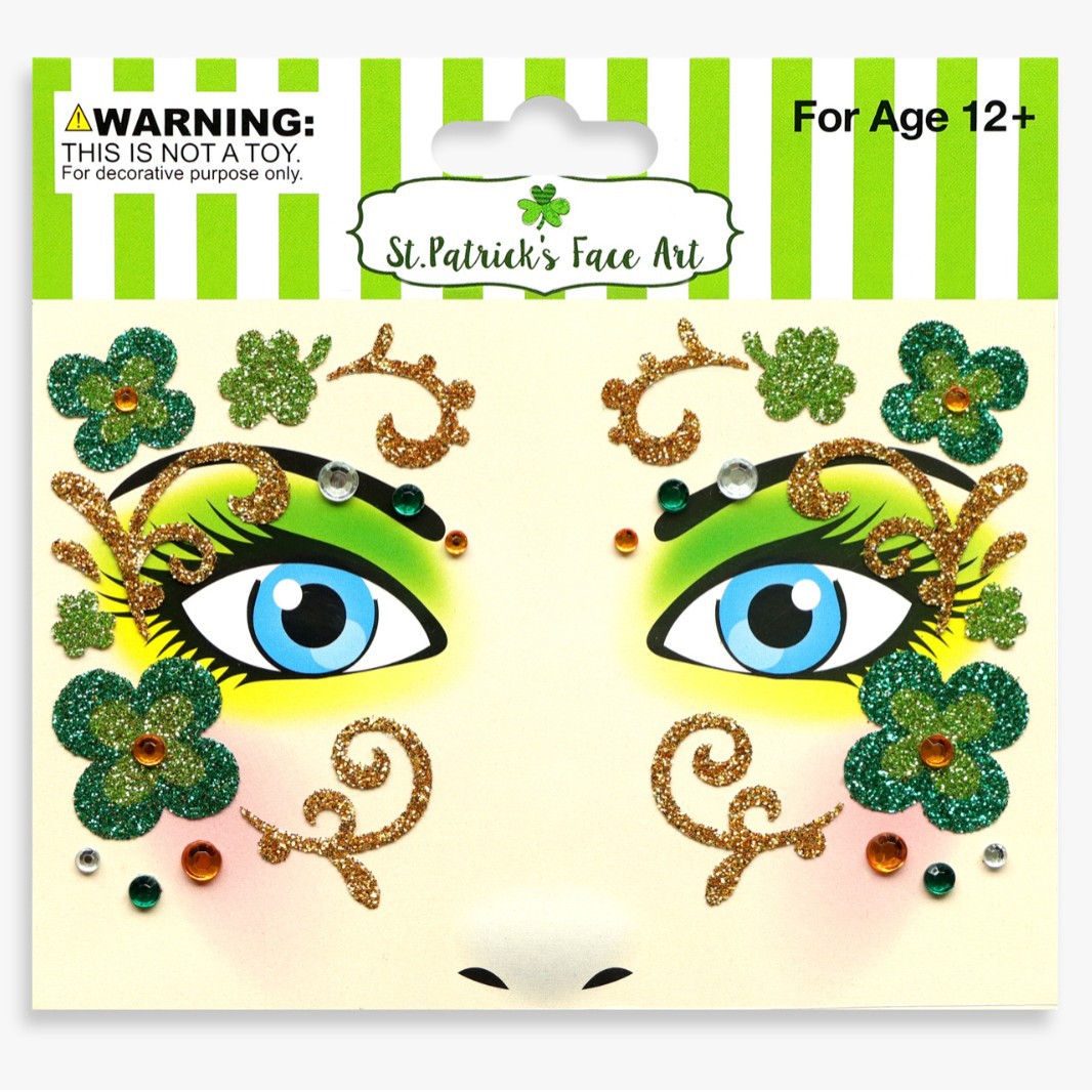 祝日のパーティーの舞台の化粧は顔を貼って化粧のシールを貼ります。