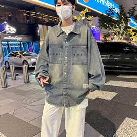 日系复古做旧牛仔夹克男女秋季2026潮牌街头宽松休闲百搭情侣外套