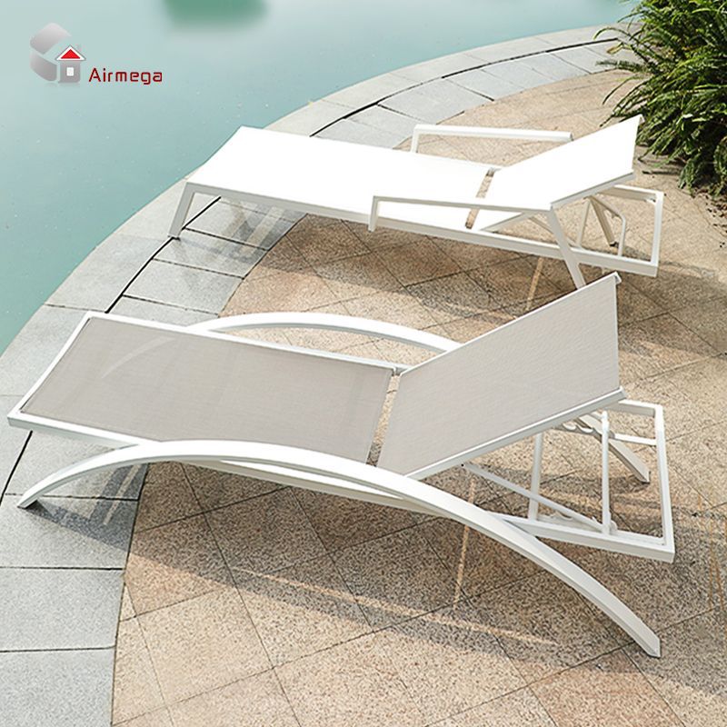 户外沙滩椅泳池折叠椅休闲懒人午休椅特斯林网布躺床庭院沙滩躺椅