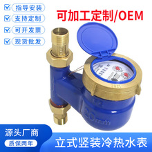 加工定制水表立式竖装下进上出冷热水表家用自来水螺纹黄铜水表