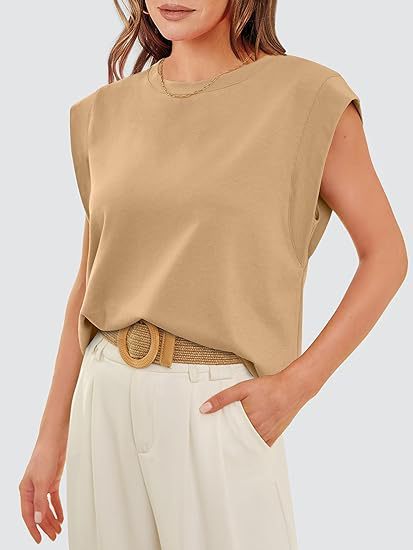 210g Weight Sleeveless Sleeve Length Pullovers Placket Type Raglan Sleeve Sleeve Type Cotton Fabric Type Long Top Length T-shirt Tops Type Holiday, Daily Occasion Round Neck Neckline Loose Fit Type Stripe, Solid Color Pattern Summer, Spring Season Women's Gender Casual Style Wholesale Women's Casual Stripe Solid Color Sleeveless T-Shirts 22