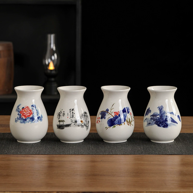 Китайская ретро керамическая ваза большого диаметра, ваза с большим животом, гидропонная ваза, цветочная композиция, украшение для рабочего стола, украшения, сухая завивка