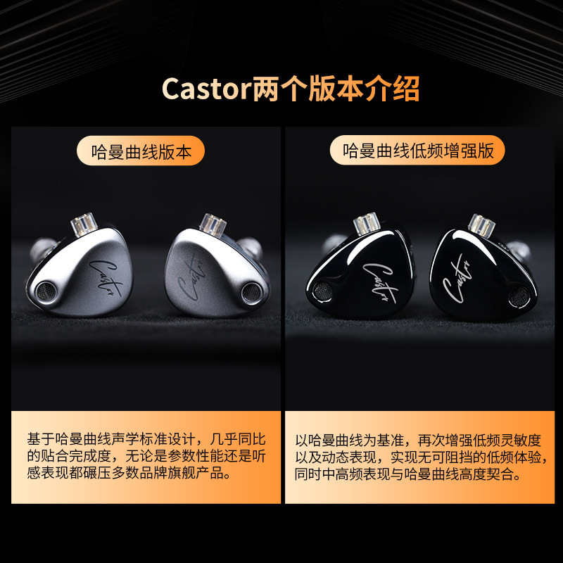 Kz-Castor Adjustable Dual Dynamic In-Ear Headphones Hifi Audiophile Monitoring Stage Live Broadcast Wired Earbuds
