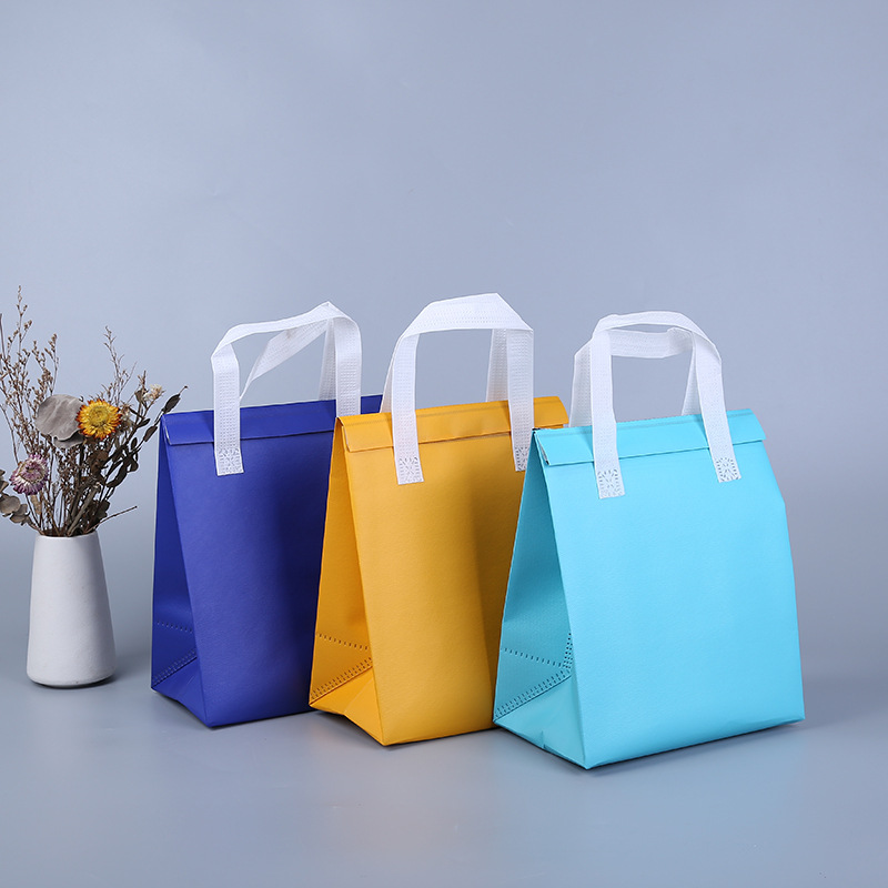 覆膜无纺布袋 铝箔外卖保温袋印logo 隔热便当烧烤打包袋厂家供应