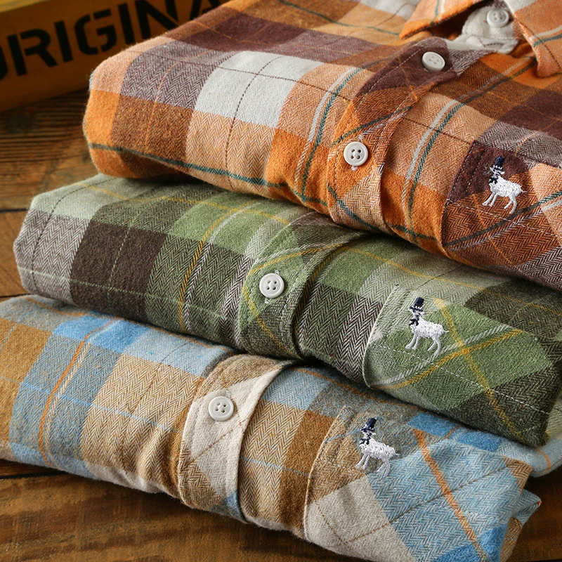 Специальное предложение благосостояние клетчатая ткань с начесом Осенняя мужская Удобная классическая клетчатая Повседневная рубашка с длинными рукавами