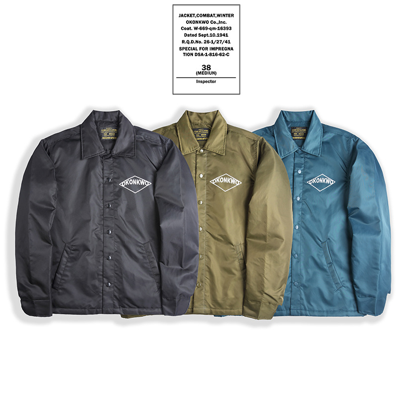 OKONKWO chaqueta de entrenador acolchada de algodón acolchada chaqueta cortavientos impermeable para hombres y mujeres impreso uniforme de béisbol