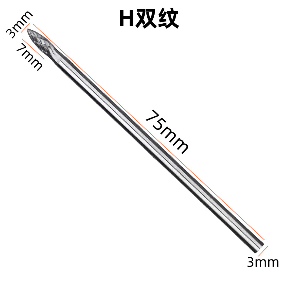 3x3x75mm varilla de extensión de aleación dura archivo rotatorio de acero de tungsteno archivo rotatorio amoladora eléctrica accesorios de pulido Desbarbado