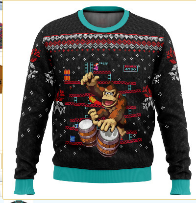 Linda asta asta Santa Claus estampado 3D hombre casual todo fósforo hombro recto manga larga suéter suelto cuello redondo suéter