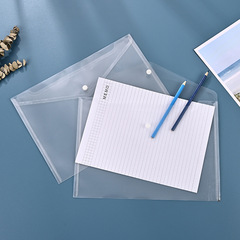 Transparent plastic file bag a4 student office data bag pp file bag a5 snap fastener stationery bag test paper storage bag 