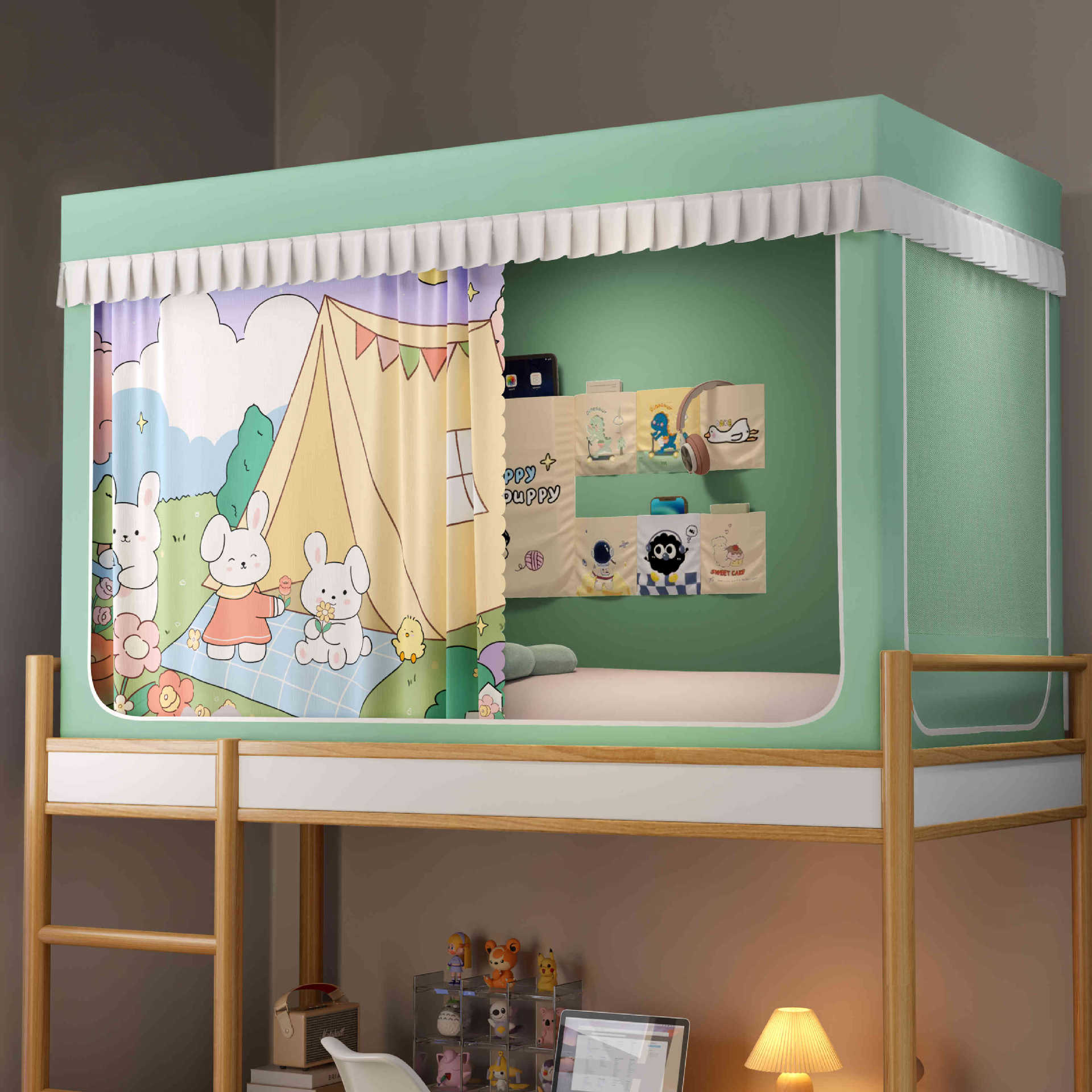 Mosquitera Opaca Integrada con Cortina para Cama de Dormitorio Estudiantil, Modelo 2025, Sin Necesidad de Instalación, Apta para Literas en Dormitorios.
