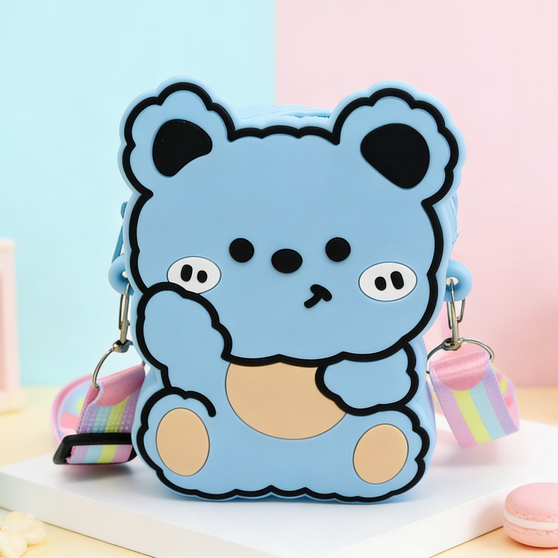 블루 입체 곰 숄더백