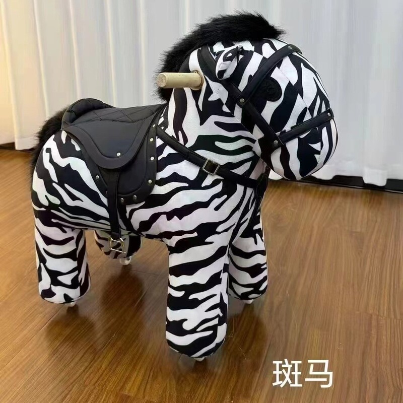 网红小马滑轮凳仿真战马坐凳儿童生日礼物动物凳落地滑轮小马凳子|undefined