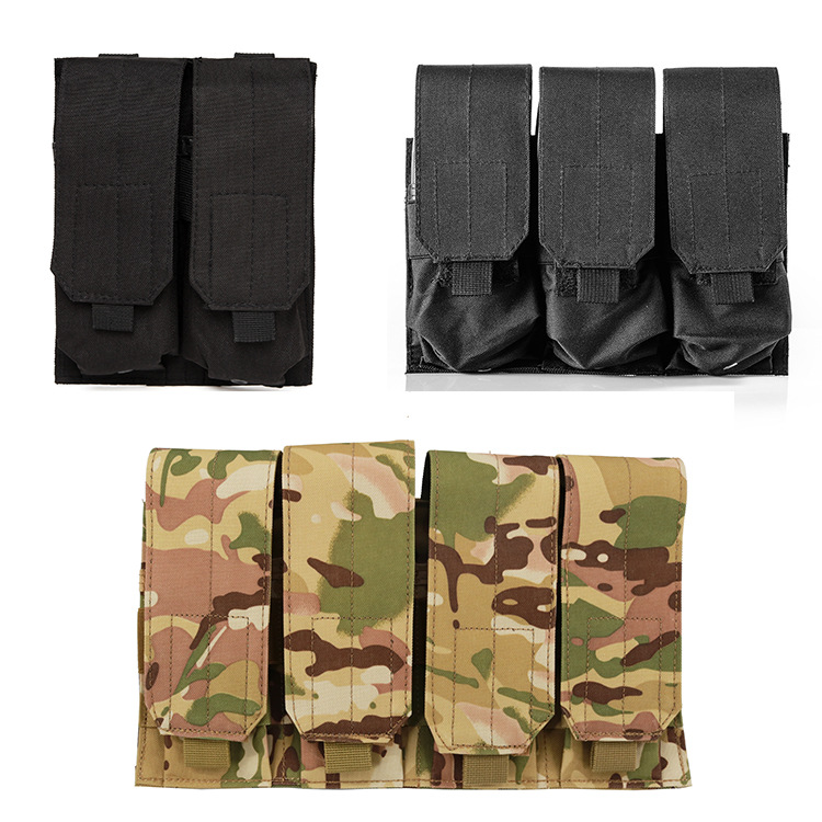 Outdoor tactical storage bag with three, two, or four magazine compartments; tactical vest accessory pouch; magazine storage.