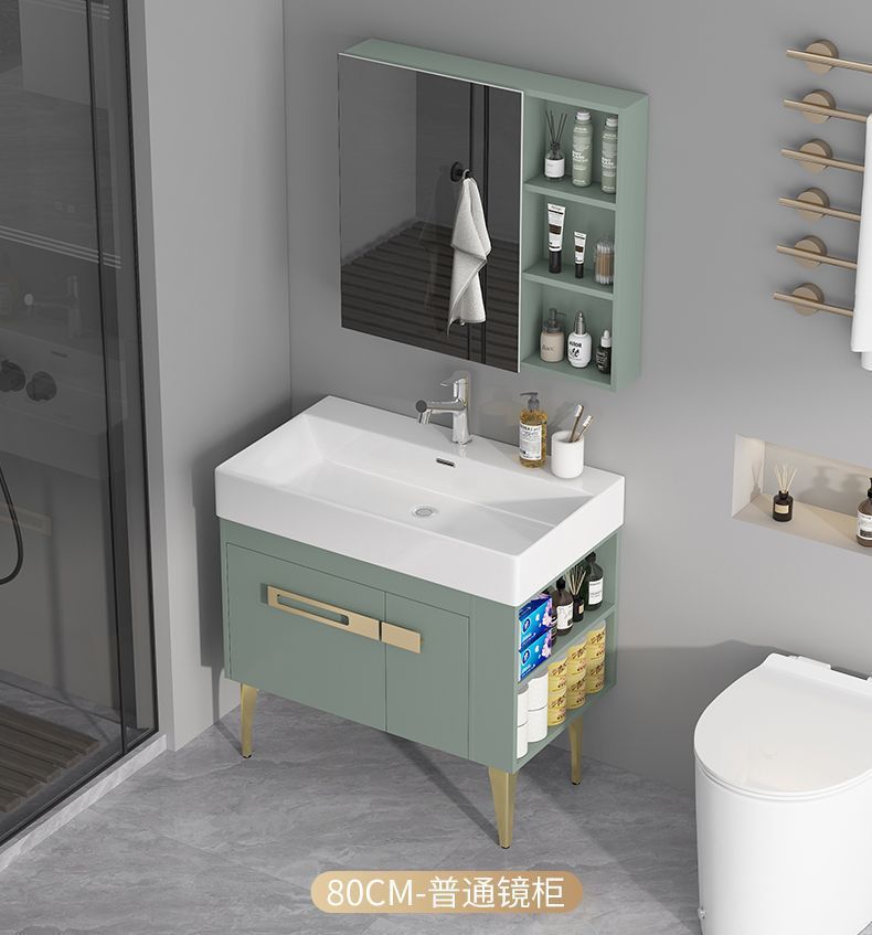 Light luxury bathroom cabinet set with washbasin, modern floor-standing washbasin with side cabinet, smart bathroom cabinet new style, simple and elegant undefined