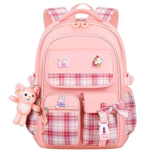 Children's School Bag for Girls, Suitable for Students from Grades 1 to 6, Weight Reduction, Orthopedic Support, Large Capacity Backpack, Anti-Hunchback