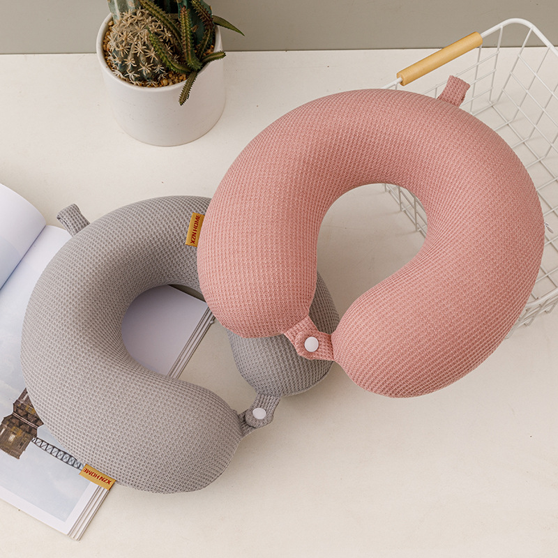 Memory foam U-shaped pillow core neck nap pillow travel airplane pillow mesh cloth logo slow rebound U-shaped neck pillow