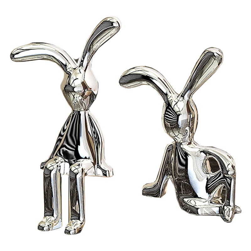 Conejo creativo red rojo de dibujos animados sentado oreja larga conejo decoración luz lujo sala de estar TV gabinete vino gabinete entrada decoración