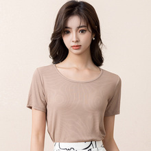 批发2023新款夏季韩版短款修身显瘦内搭外穿圆领女士纯色短袖T恤
