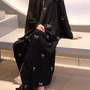AliExpress Cross Border New Muslim Middle East Arab Bow Embroidery Fashion Elegant dress Robe