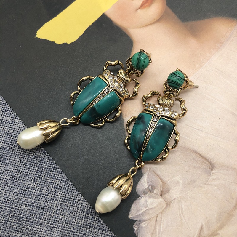 16g Weight Alloy Ear Needle Material Earrings Classification Anniversary Occasion Imitation Pearl, Alloy Material Printing Pattern Women'S Gender Vacation, Simple Style Style Silver Color Vacation Simple Style Printing Imitation Pearl Alloy Earrings 11