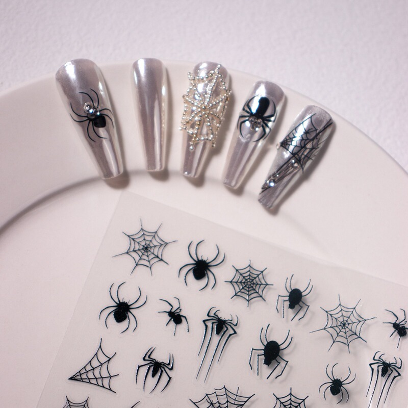 timiko thin tough nail stickers Halloween adhesive nail stickers spider web