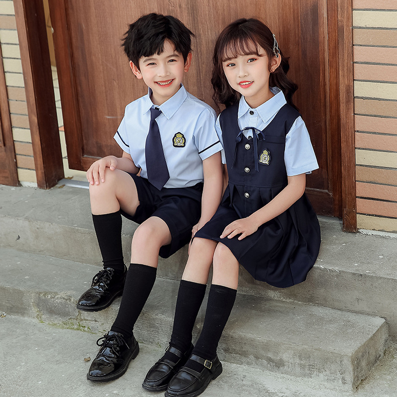 Preschool summer uniform set, college British style school uniform, primary school class uniform, children's summer choir performance attire