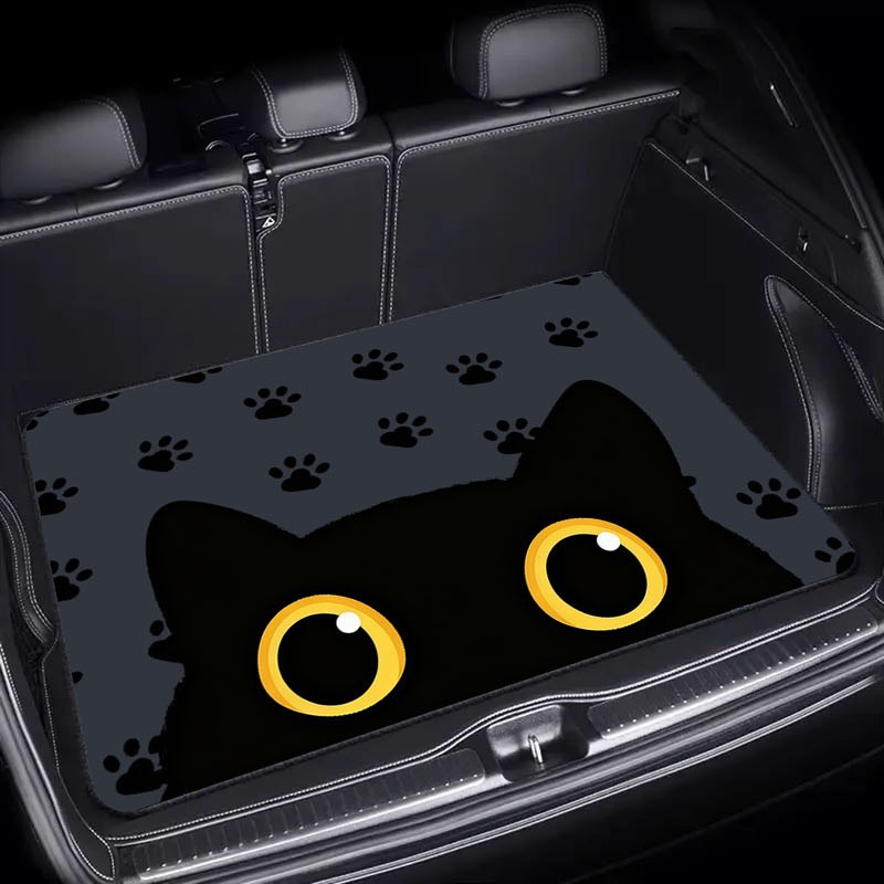 Car Trunk Mat with Full Coverage, Persian Style Car Mat, Cute Cat Cartoon Car Decoration Floor Mat, Stain-Resistant