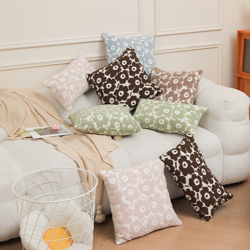 Nordic ins style pillow, tender green sofa cushion, abstract flower cushion, homestay soft furnishing, bedside pillow, waist pillow