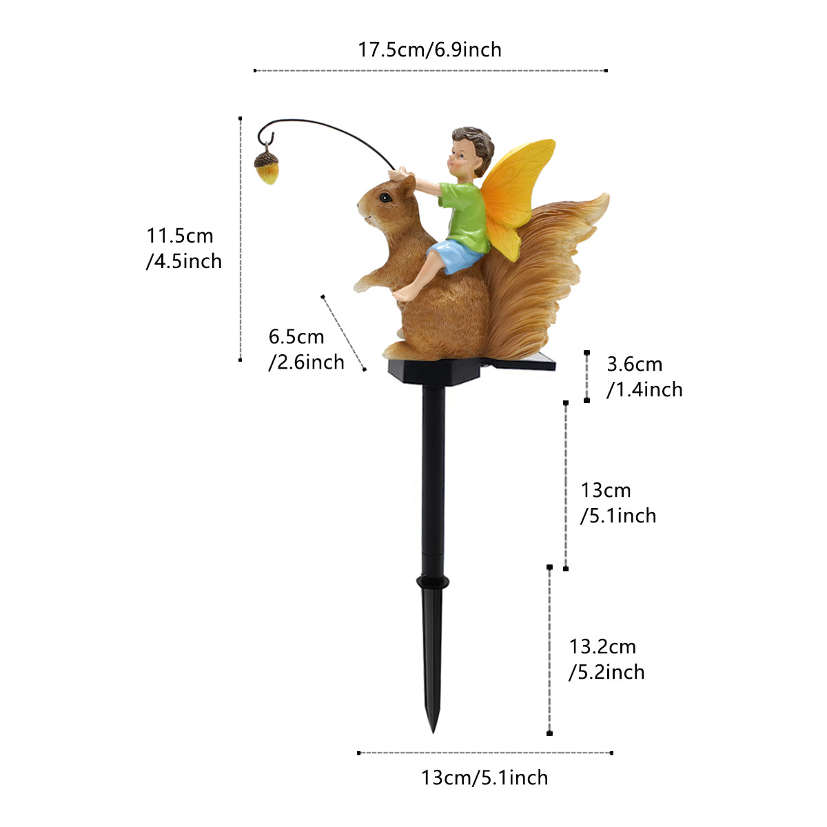 American country solar light Squirrel Boy plug-in garden solar flower arrangement decoration cartoon animal  lot
