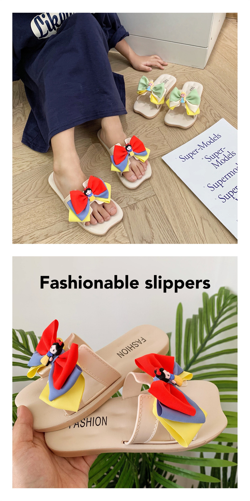 Sommer Sandalen Neue Mädchen Cartoon Atmungs Prinzessin Schuhe Weiche Sohle Anti Rutsch Bogen Kinder Outwear Hausschuhe_voghion.com