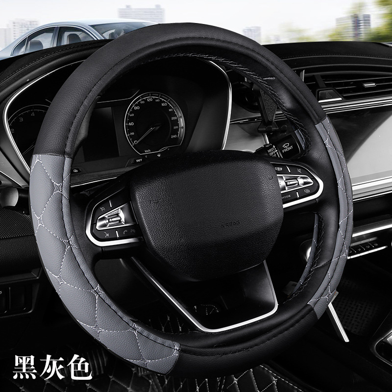 Seat cushion, seat cover, Universal 5-Seat Universal - black-gray-steering-wheel-cover