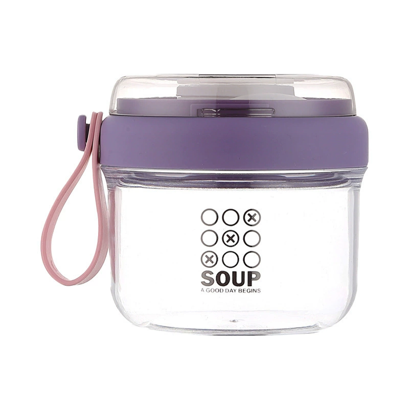 Salad cup oatmeal cup portable student breakfast cup sealed leakproof milk cup with lid spoon high-value soft glue carry handle
