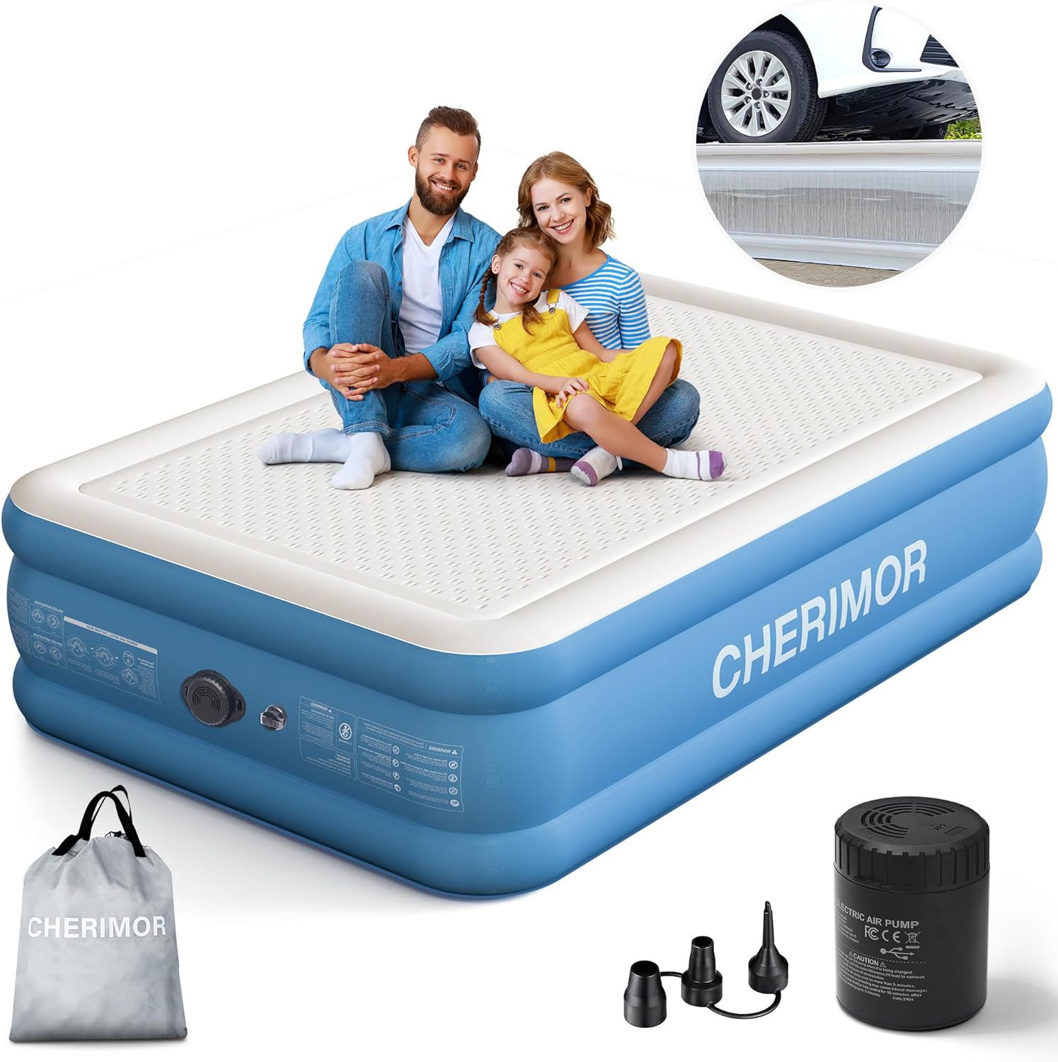 Pull-wire material inflatable mattress waterproof sleeping pad outdoor moisture-proof elastic cloud bed portable foldable spring air bed