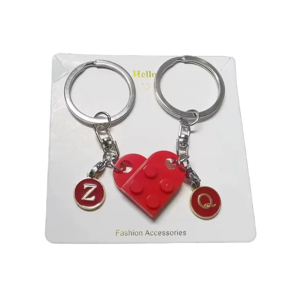 Cross-Border Popular Building Block Heart DIY Letter Keychain Couple Pendant Detachable and Interlocking Heart Keychain