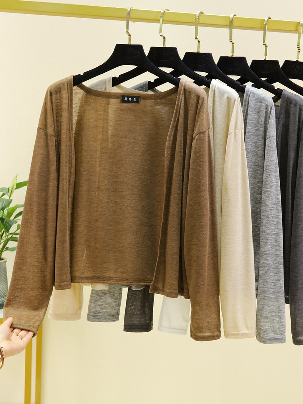Summer Thin Tencel Cardigan Sunscreen Top Women's Short Long-sleeved Shawl Thin Jacket Loose All-match Air-conditioning Shirt