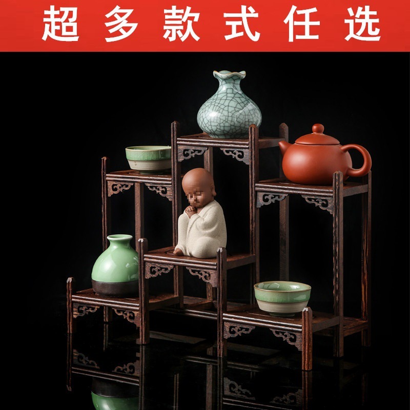 鸡翅木博古架小实木摆件茶具茶叶架多宝阁紫砂茶壶展示架子置物架|undefined