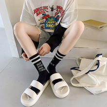 秋季新款袜子女中筒袜黑色ins潮流纯棉字母个性男袜情侣款街头全