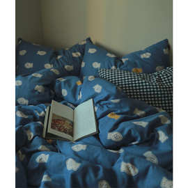 SI6K咕噜小鱼饼 | 日系氛围感双层纱可爱纯棉单件床单床笠被套枕