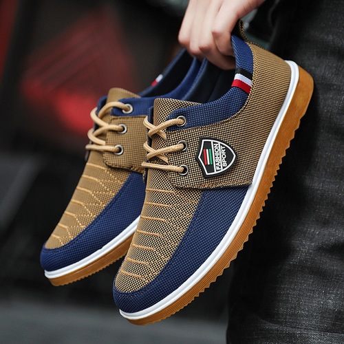 Large Size Old Beijing Cloth Shoes for Men, Unisex Work Shoes, Casual Platform Shoes, Korean Style Men's Shoes, Laced Casual Canvas Shoes