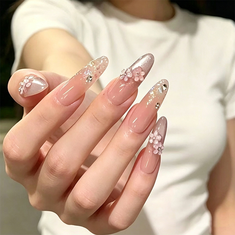 Gentle French Cat Eye Nail Stickers, Wearable Nails, Handmade Flower Nail Stickers, Press-On False Nails, Finished Nail Pieces Wholesale Gentle French Cat Eye Nail Stickers, Wearable Nails, Handmade Flower Nail Stickers, Press-On False Nails, Finished Nail Pieces Wholesale