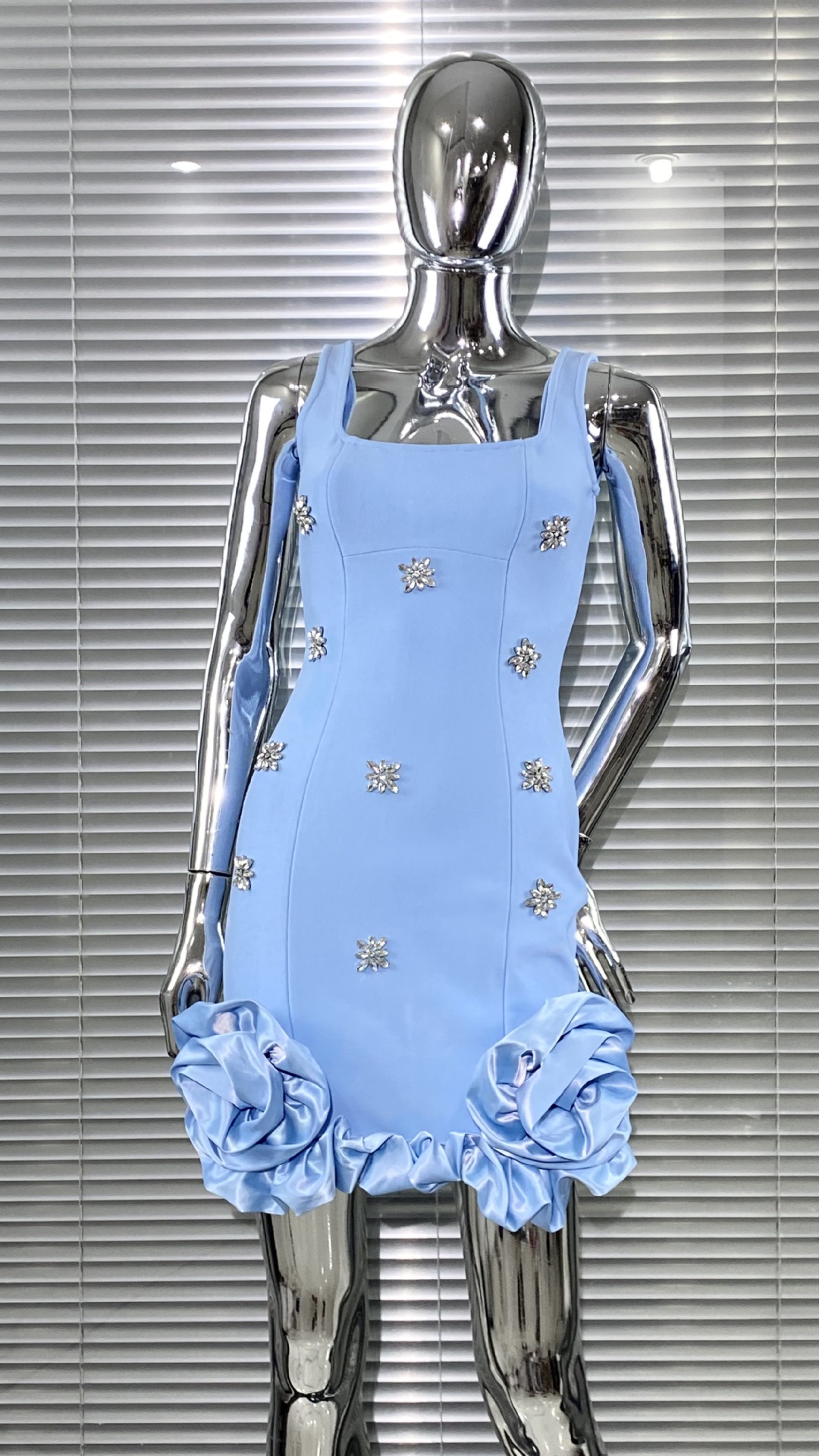 Women's Clothing Luxury Sleeveless Bandage Dress Rhinestone Embellished Tulip Shaped Skirt Bodycon Style Party Women's Clothing_ecoleips.com