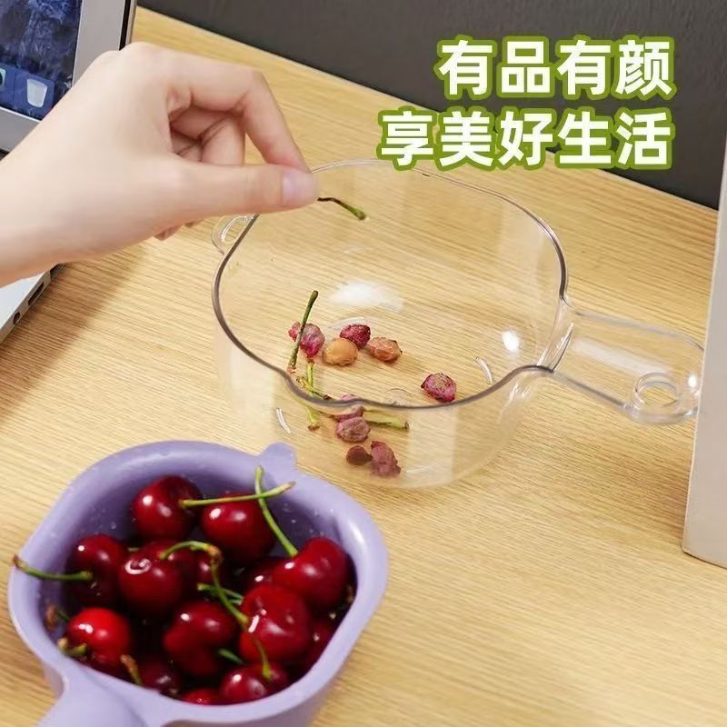 家用厨房加厚双层洗菜篮便携式镂空沥水果淘米多用盆多巴胺沥水篮|undefined