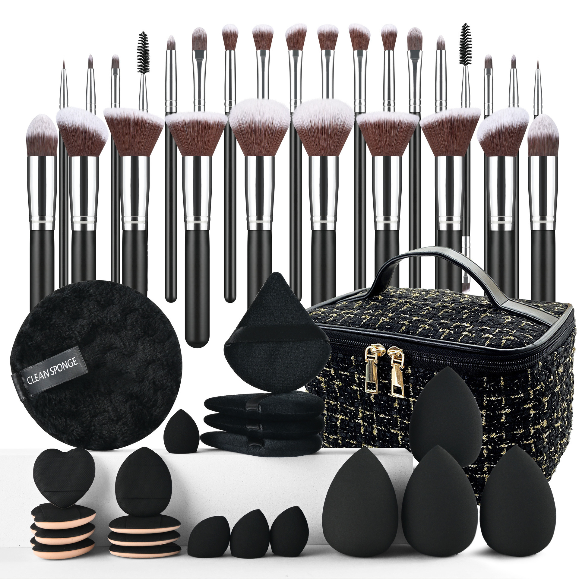 Conjunto de polvo personalizado 40pc cepillo grande combinación de lavado de cara maquillaje polvo transfronterizo conjunto completo de 46 herramientas de maquillaje de cepillo