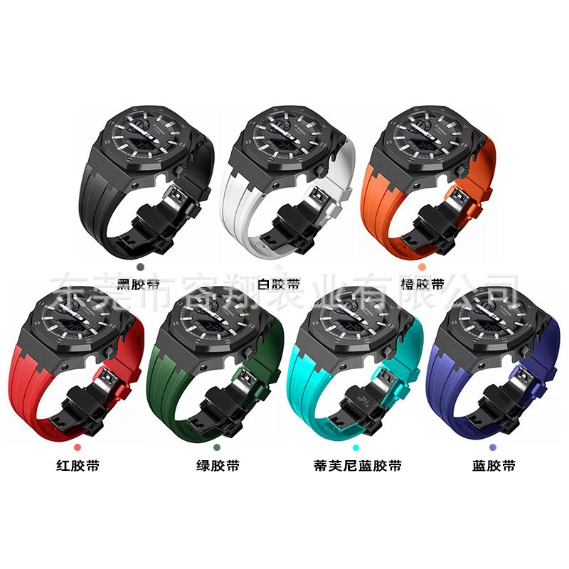 AP granja roble adaptado a Casio GA-2100 Acero inoxidable modificado reloj caja Correa negro Guerrero reloj Accesorios