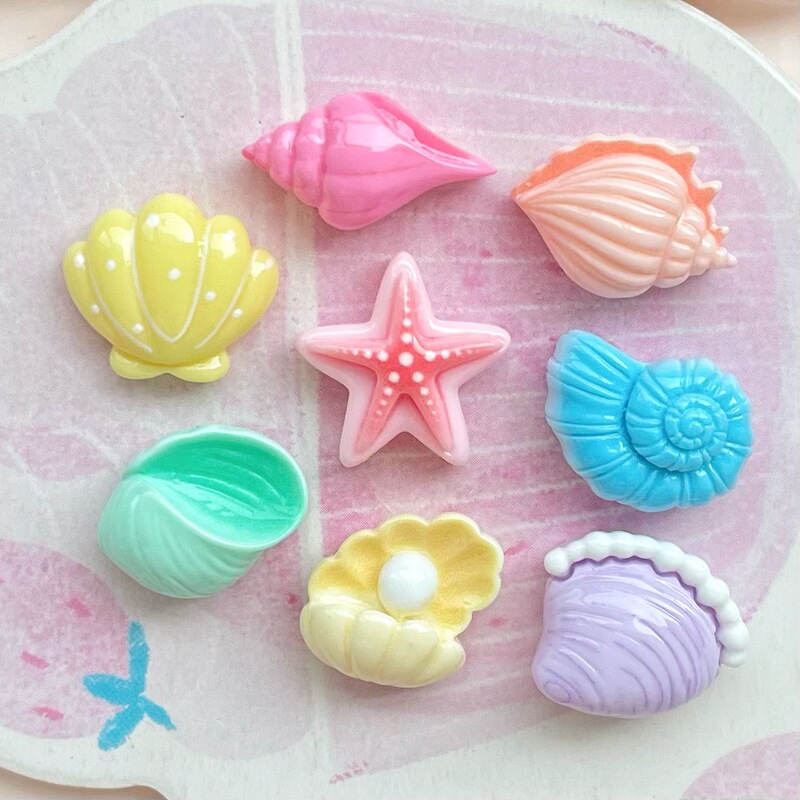 Mini Small Colorful Conch Shell Resin Accessories Starfish Stationery Hairpin Mobile Phone Case Baby Clothes Decoration Accessories