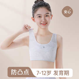 纯棉小背心薄款无钢圈中学生少女发育期舒适透气防凸点少女内衣